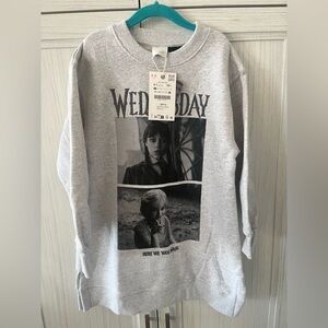 Zara Gray Wednesday Graphic Sweatshirt dress